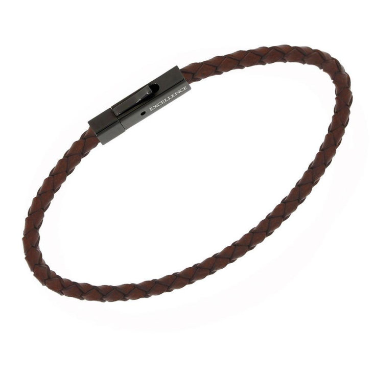 Bracelet Excellence Cuir Tressé & Acier 316L BL