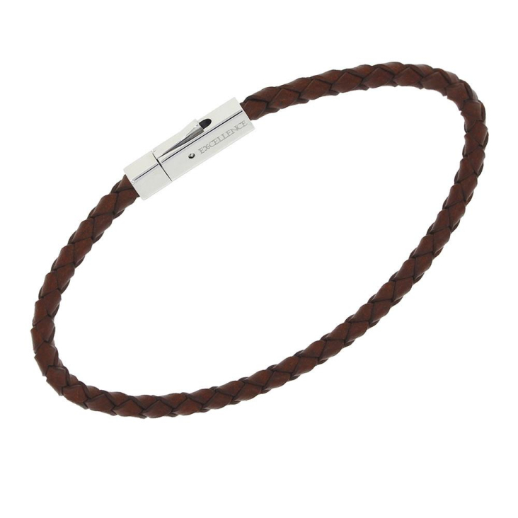 Bracelet Excellence Cuir Tressé & Acier 316L