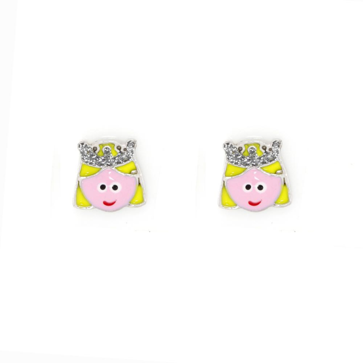Puces d'Oreilles d'Oreilles Princesse Excellence Argent 925 Rh