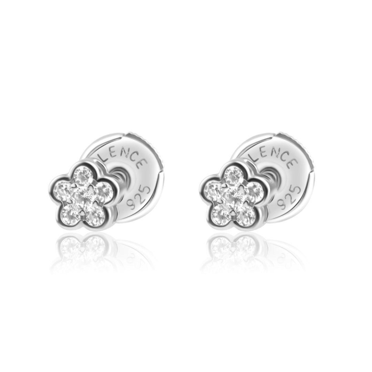 Puces d'oreilles margueritte Excellence Argent 925 Rh