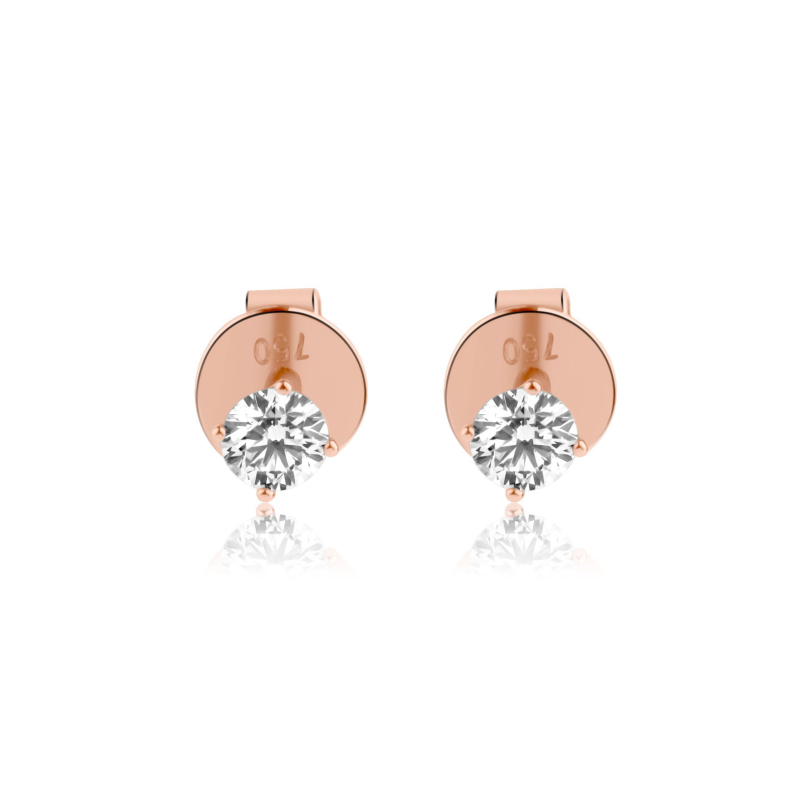Puces d'oreilles solitaire Excellence en Or rose 750/1000 & Diamants Puces d'oreilles solitaire Excellence en Or rose 750/1000 & Diamants