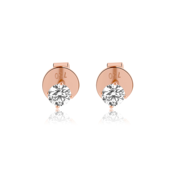 Puces d'oreilles solitaire Excellence en Or rose 750/1000 & Diamants