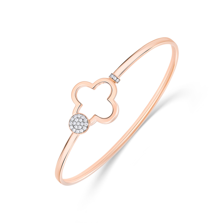 Jonc trèfle Excellence Or rose 750/1000 & Diamants 2