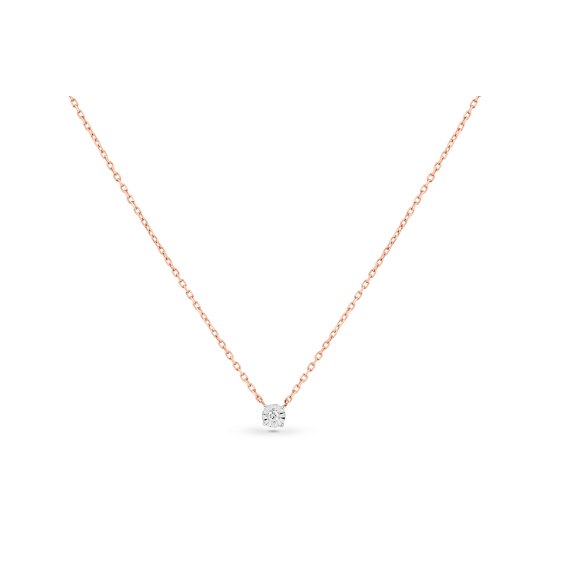 Collier Solitaire Excellence Or rose 750/1000
