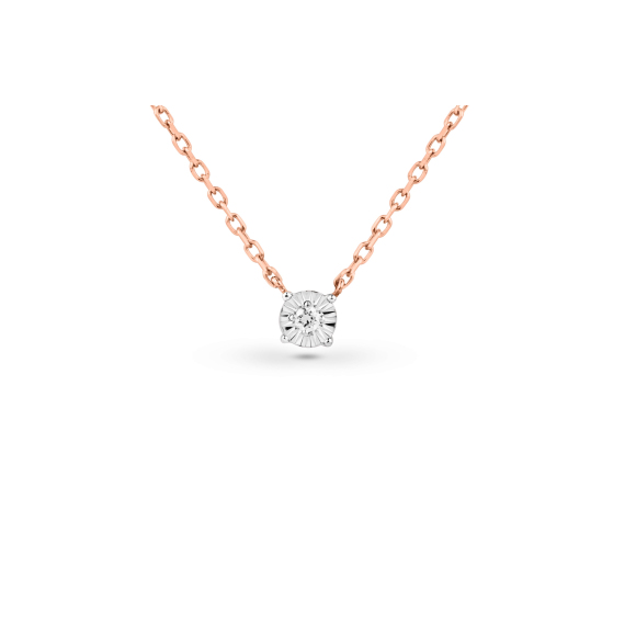 Collier Solitaire Excellence Or rose 750/1000