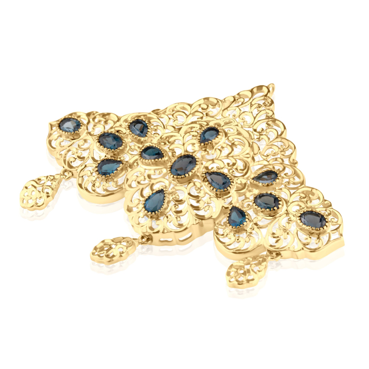Broche Excellence Or jaune 18K & topaze bleu 2