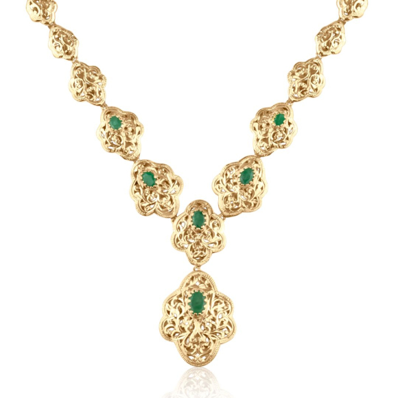 Collier Excellence Or jaune 18K & Emr
