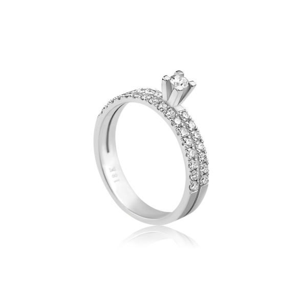 Solitaire & Alliance Excellence Or Gris 750/1000 & Diamants