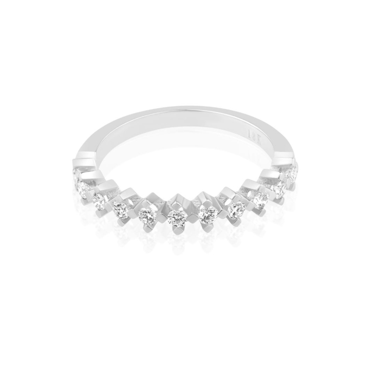 DEMI ALLIANCE EXCELLENCE OR GRIS 750/1000 & DIAMANTS