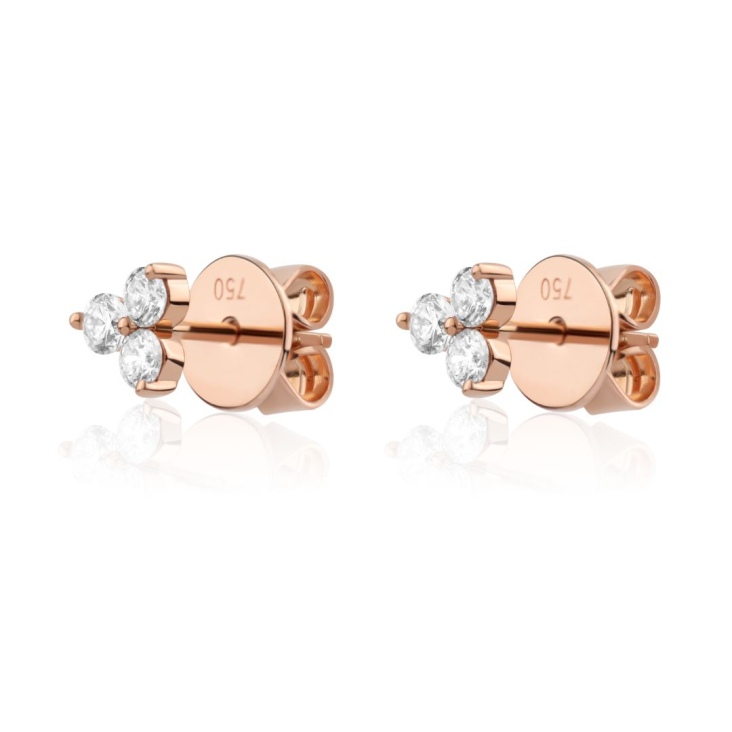 PUCES D'OREILLES EXCELLENCE OR ROSE 750/1000 & DIAMANTS