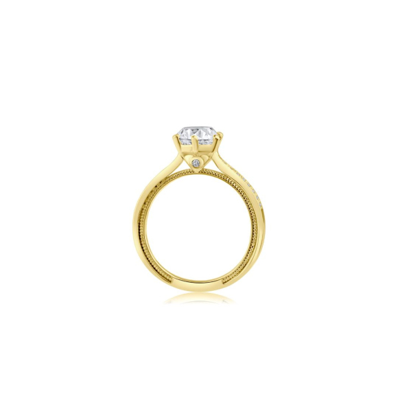 Bague solitaire et demi alliance Excellence Plaqué Or 18k sertie d'un zirconium
