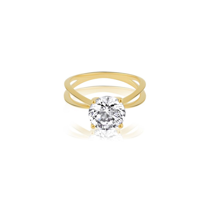 Bague solitaire Excellence Plaqué Or 18k 3Mic