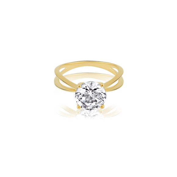Bague solitaire Excellence Plaqué Or 18k 3Mic