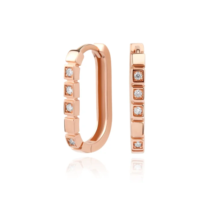 Créoles ovale Excellence Or rose 750/1000 & Diamants