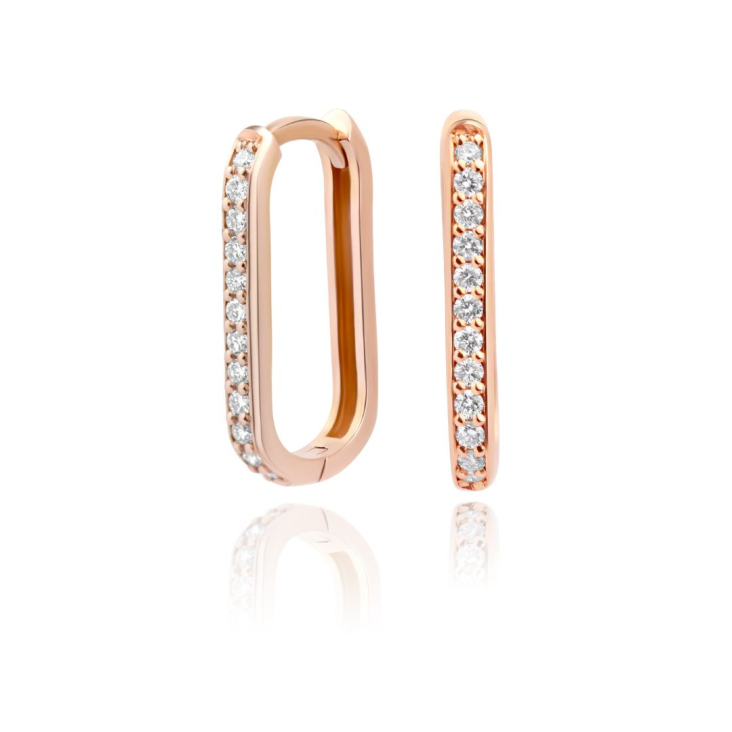 Créoles ovale Excellence Or rose 750/1000 & Diamants