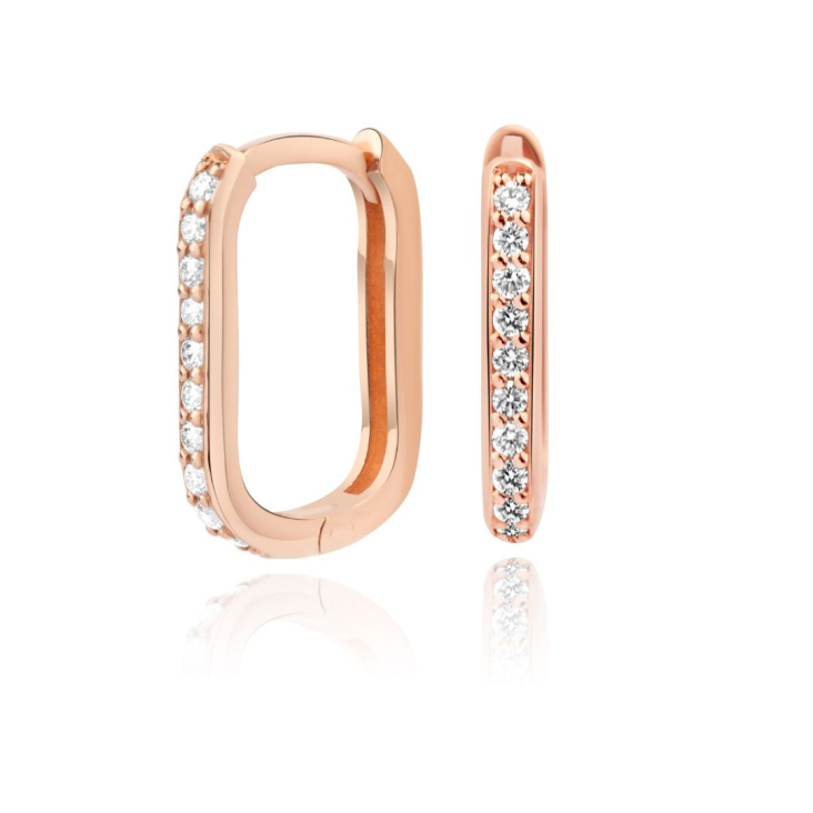 Créoles ovale Excellence Or rose 750/1000 & Diamants