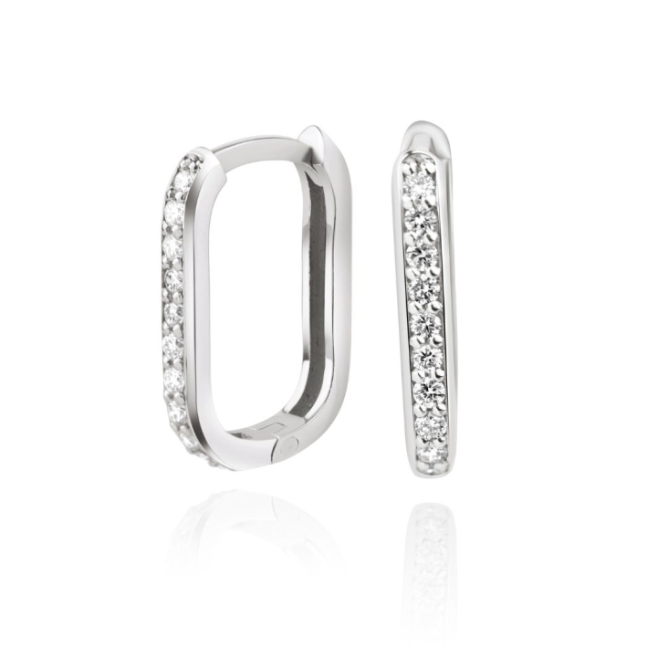 Créoles ovale Excellence Or gris 750/1000 & Diamants