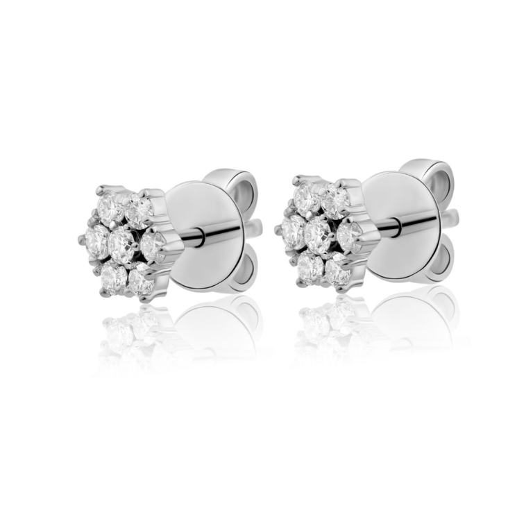 Puces d'oreilles marguerite Excellence Or gris 750/1000 & Diamants