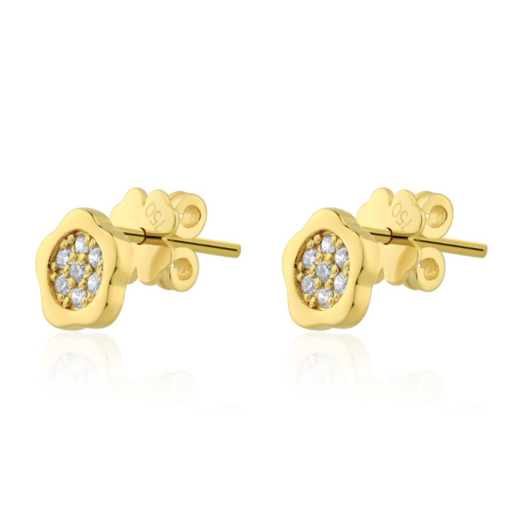 PUCES D'OREILLES MARGUERITE EXCELLENCE OR JAUNE 750/1000 & DIAMANTS