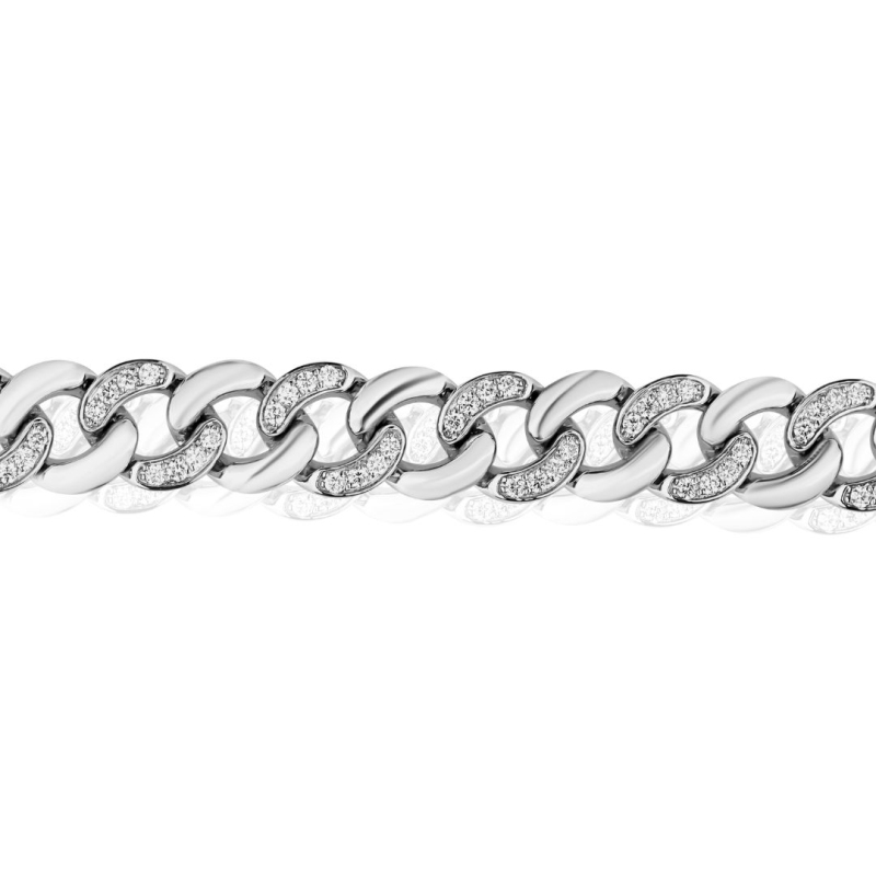 Gourmette Excellence Or gris 750/1000 & Diamants Gourmette Excellence Or gris 750/1000 & Diamants