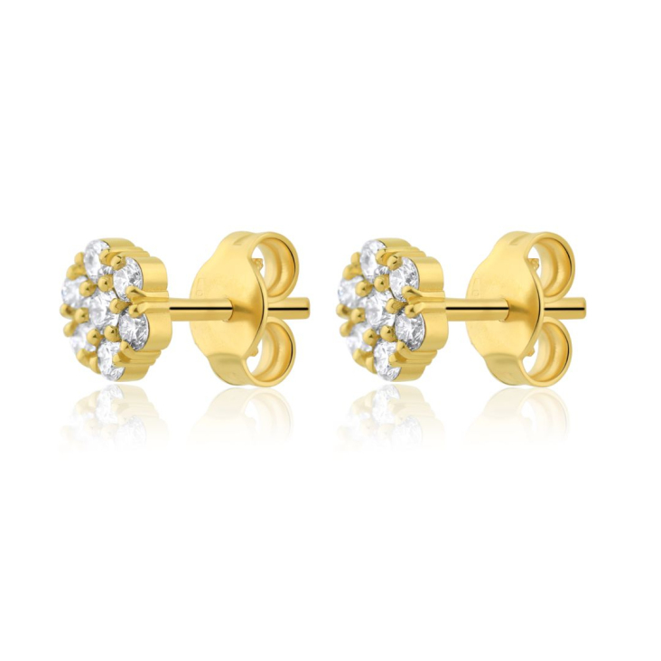 Puces d'oreilles marguerite Excellence Or jaune 750/1000 & Diamants
