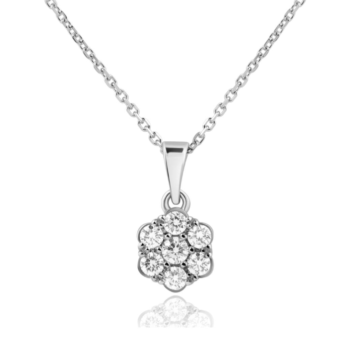 Pendentif marguerite Or gris 750/1000 & Diamants