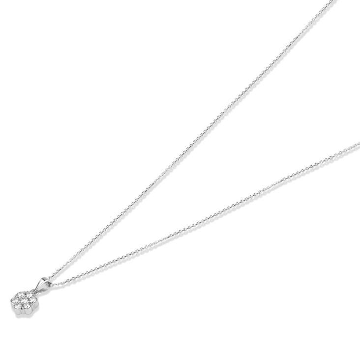 Pendentif marguerite Or gris 750/1000 & Diamants 2