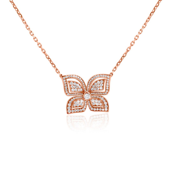Collier papillon Excellence Or rose 750/1000 & Diamants