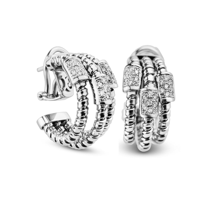 Créoles Excellence Or gris 750/1000 & Diamants