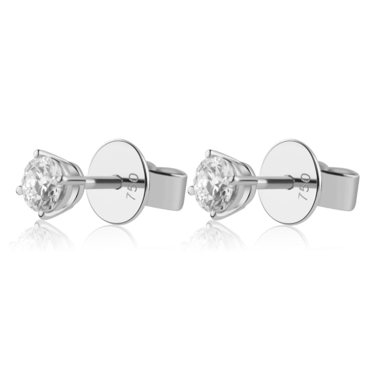 Puces d'oreilles solitaire Excellence en Or gris 750/1000 & Diamants