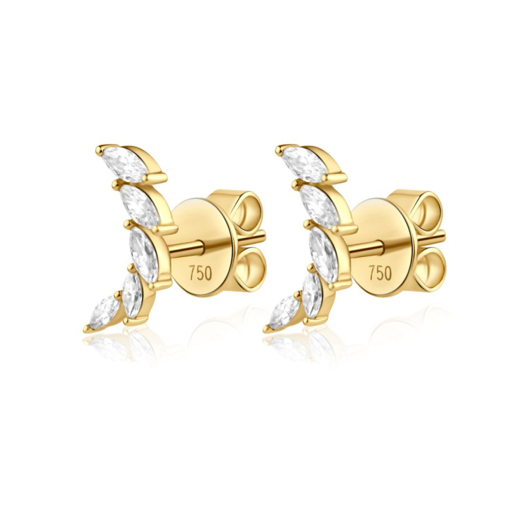 Puces d'oreilles navette Excellence en Or jaune 750/1000 & Diamants