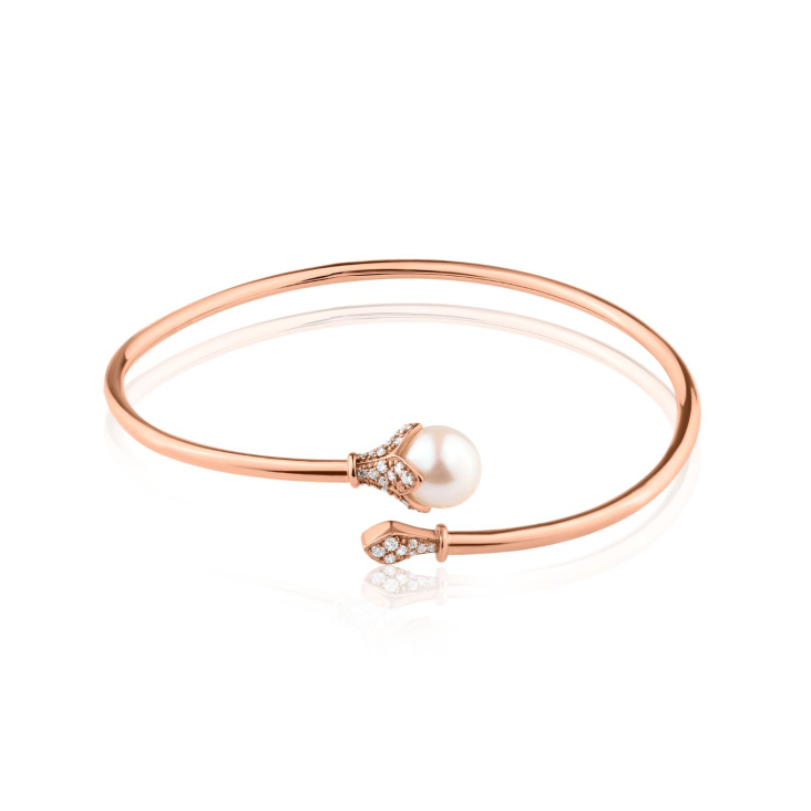 Bracelet jonc Or rose 750/1000, Diamants & FWP