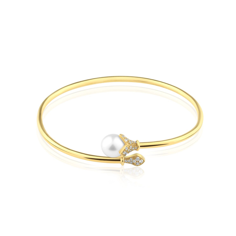Bracelet jonc Or jaune 750/1000, Diamants & FWP