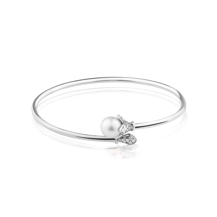 Bracelet jonc Or gris 750/1000, Diamants & FWP