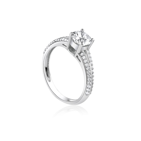 Bague Solitaire alliance Excellence Or gris 750/1000 sertie de diamants
