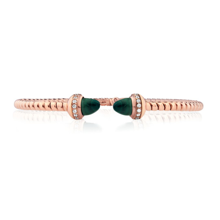 Bracelet Excellence Or rose750/1000, Diamants & Malachite