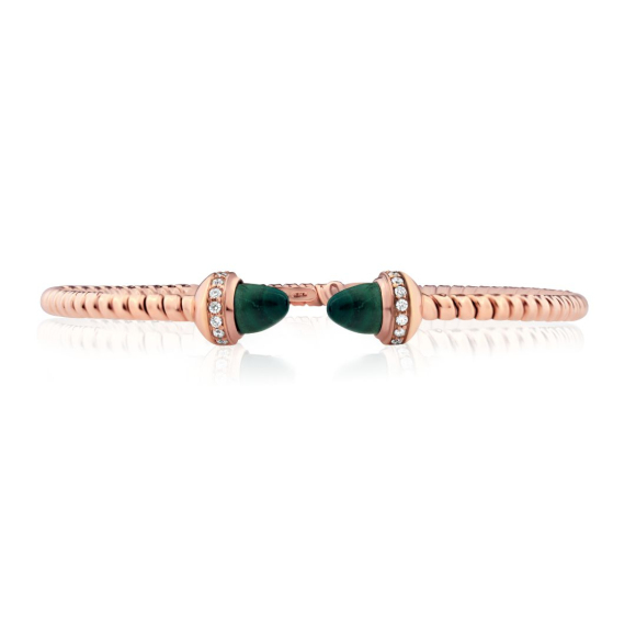 Bracelet Excellence Or rose750/1000, Diamants & Malachite