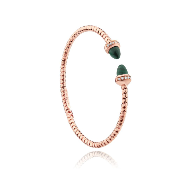 Bracelet Excellence Or rose750/1000, Diamants & Malachite 2