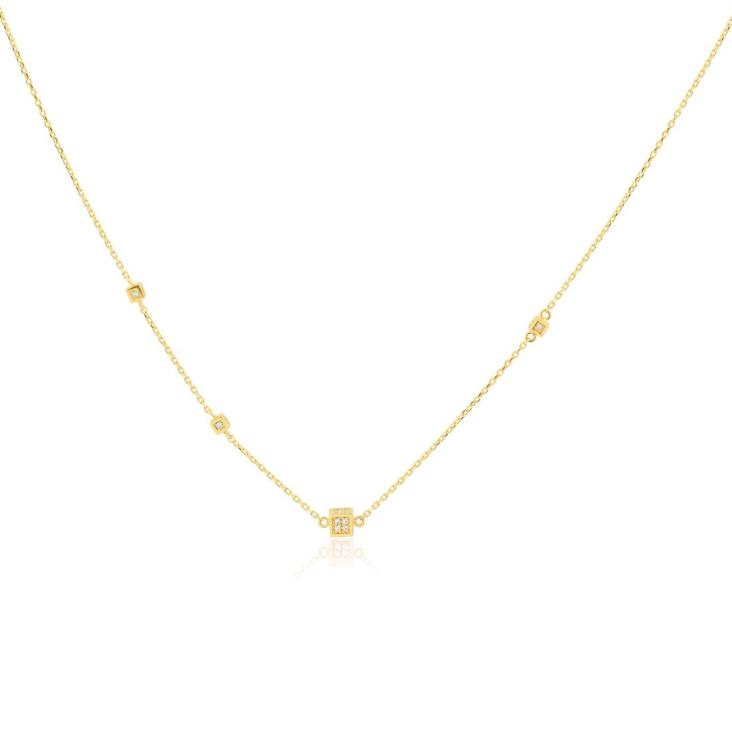 Collier cubes Excellence Or jaune 750/1000 & Diamants