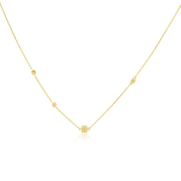 Collier cubes Excellence Or jaune 750/1000 & Diamants