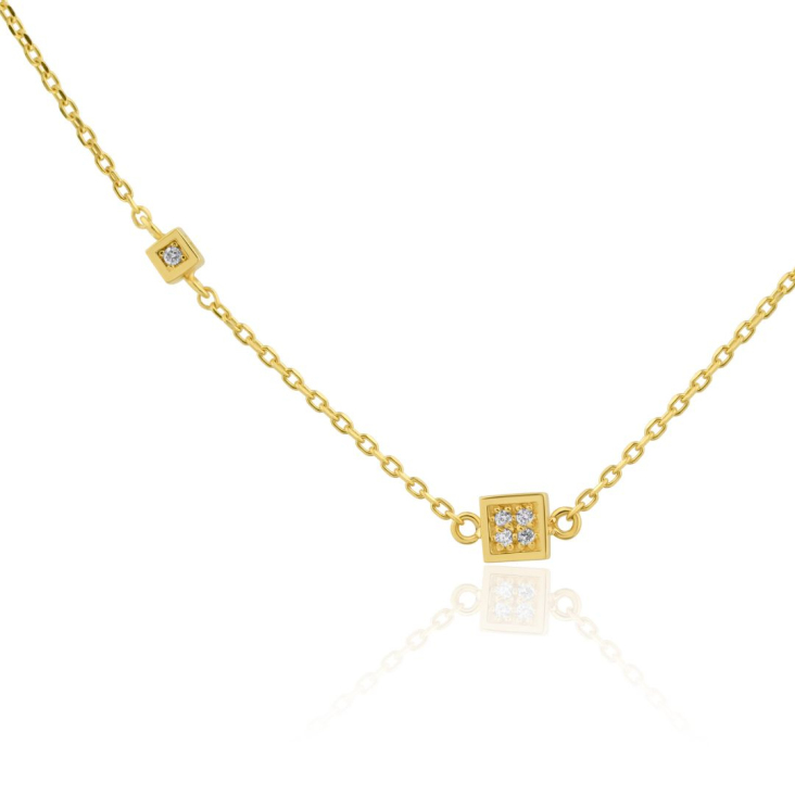 Collier cubes Excellence Or jaune 750/1000 & Diamants 2