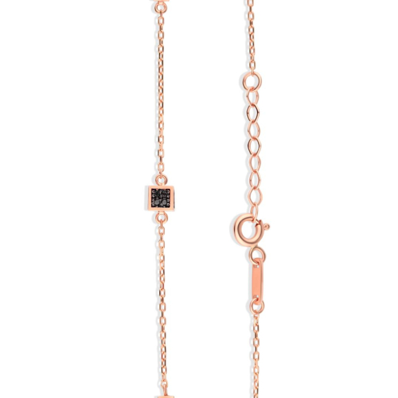 Gourmette cubes Excellence Or rose 750/1000 & Diamants noirs