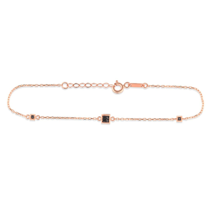 Gourmette cubes Excellence Or rose 750/1000 & Diamants noirs