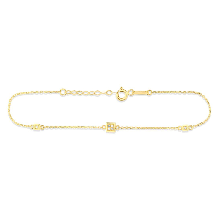 Gourmette cubes Excellence Or jaune 750/1000 & Diamants