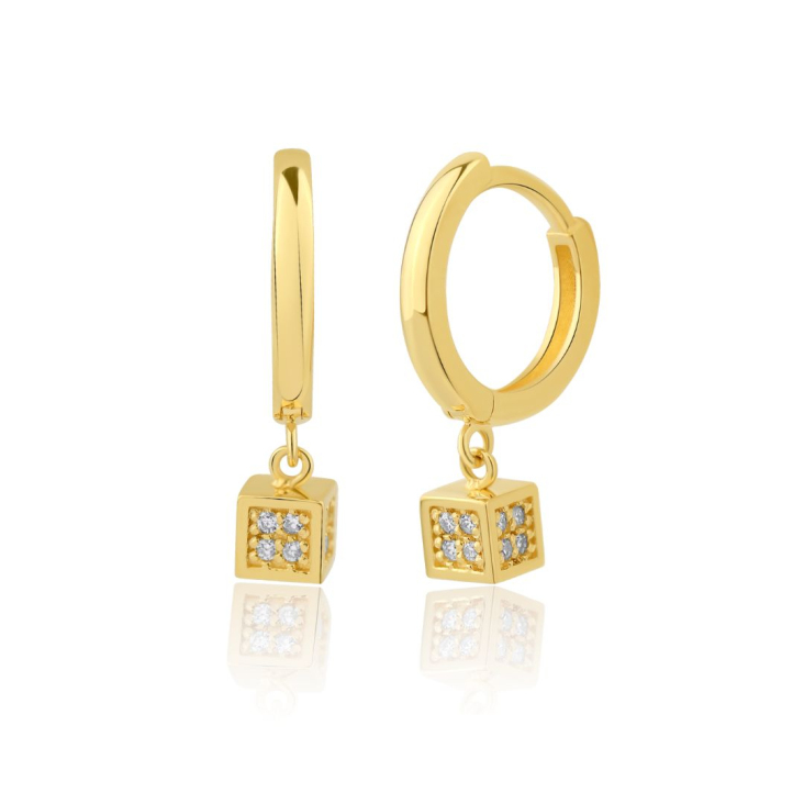 Créoles cubes Excellence Or jaune 750/1000 & Diamants