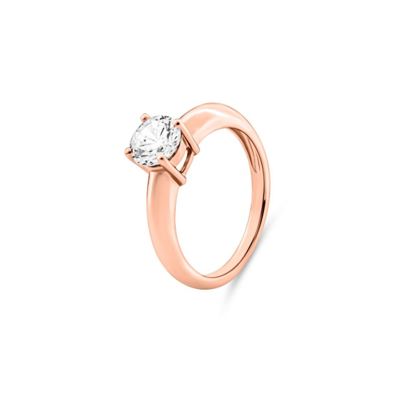 Bague Solitaire Excellence Argent 925 Rhodiée en Rose Gold sertie d'un zirconium