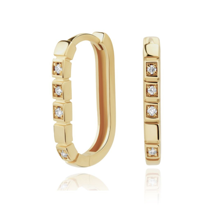 Créoles ovales Excellence Or jaune 750/1000 serties de...