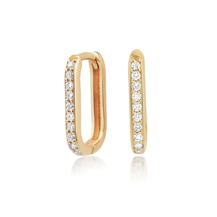 Créoles ovale Excellence Or jaune 750/1000 serties de...