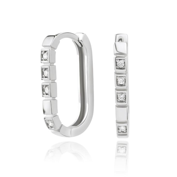 Créoles ovale Excellence Or gris 750/1000 serties de...