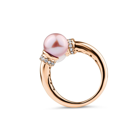 Bague toi & moi Excellence Or rose 750/1000 ornée de 2 perles de culture